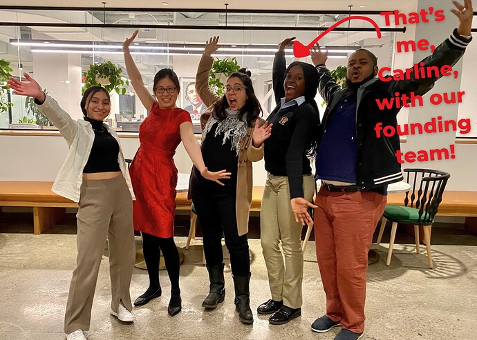 A photo of Carline with the YPC Founding Team